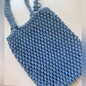 J.Crew Blue Woven Tote Bag